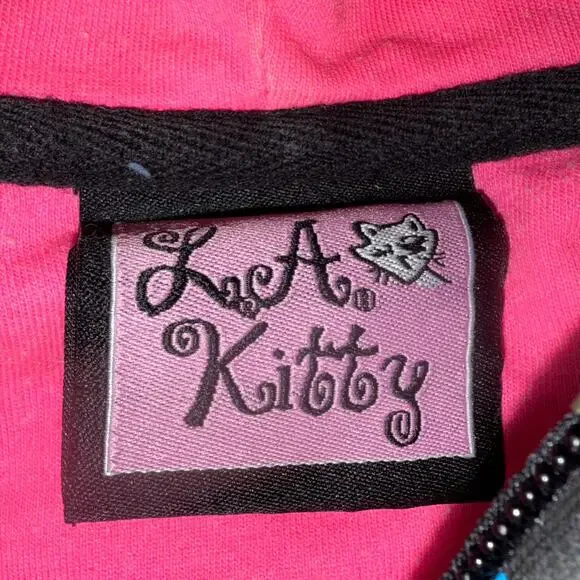 LA Kitty Womens Full Zip Graphic Hoodie Zip Sweatshirt Graphic Small - Picture 3 of 6